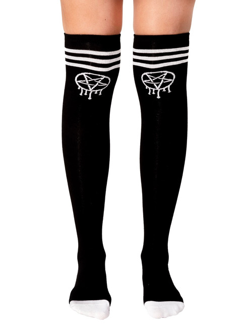 Too Fast Sporty Gram Pentagram Thigh High Socks