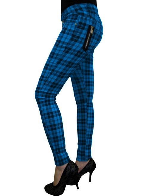 Banned Check Stretch Skinny Jeans: Blue - Large and 2XL Banned Check Stretch Skinny Jeans: Blue - Large and 2XL