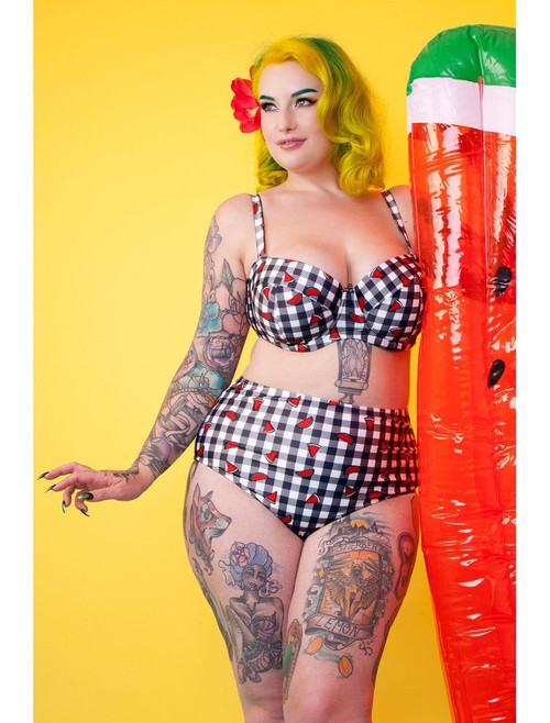 Collectif X Playful Promises Melon Gingham Balcony Bikini Top - XS