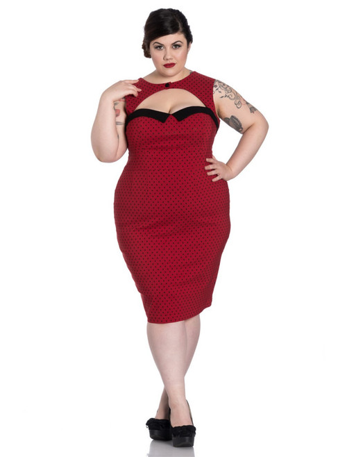 Hell Bunny Miley Pencil Dress: Red - 2XL