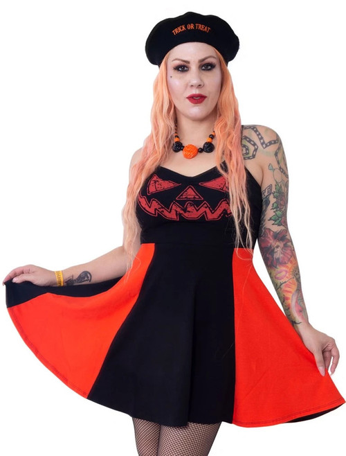 Kreepsville 666 Jack-O-Lantern Pumpkin Pinafore Dress - XL and 2XL