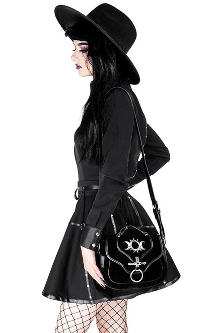 Restyle Moon Harness Velvet Vegan Leather Emo Punk Gothic