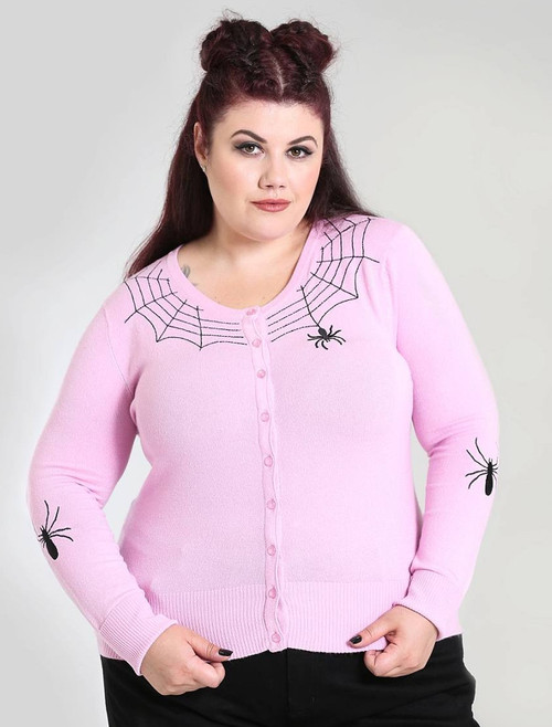 Hell Bunny Spider Cardigan: Candy Pink - 2XL and 4XL Hell Bunny Spider Cardigan: Candy Pink - 2XL and 4XL