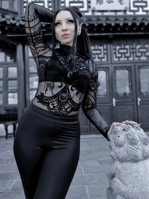 Restyle Mesh Bodysuit: Jewel Bat - 2XL and 3XL - Suicide Glam