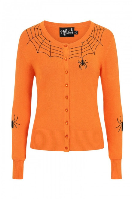 Hell Bunny Spider Cardigan: Pumpkin Orange - 2XL