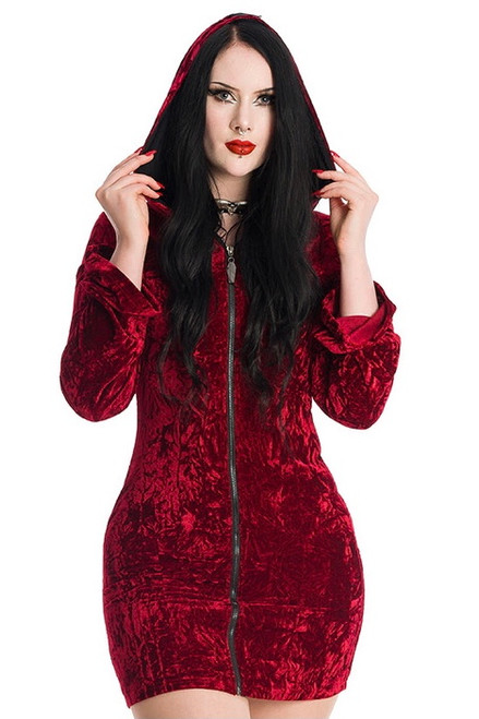 Banned Big Crush Hoodie Dress: Burgundy - Small Banned Big Crush Hoodie Dress: Burgundy - Small