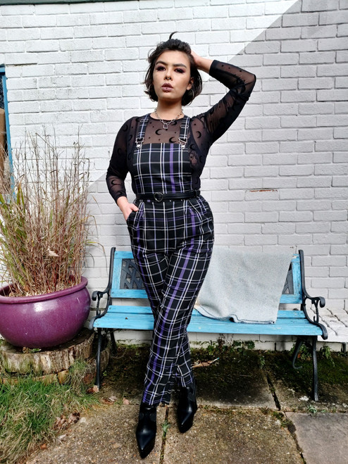 Collectif Rada Nancy Check Dungarees - Small, 2XL and 4XL