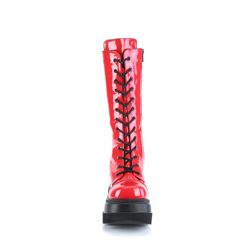 Demonia Shaker Red Patent Mid-Calf 