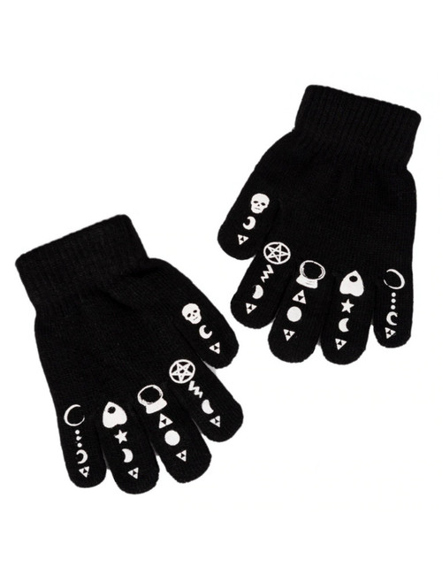 Too Fast Knit Gloves: Witchy Symbols Finger Tattoos Too Fast Knit Gloves: Witchy Symbols Finger Tattoos
