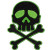 Kreepsville 666 Skull & Cross Bones Patch: Black / Toxic Green