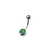 BodyVibe Silver Double Gem Navel Barbell: Green