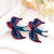 Colourful Flying Swallows Wooden Earrings Colourful Flying Swallows Wooden Earrings