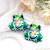 Green Frog with Daisy Wooden Earrings Green Frog with Daisy Wooden Earrings