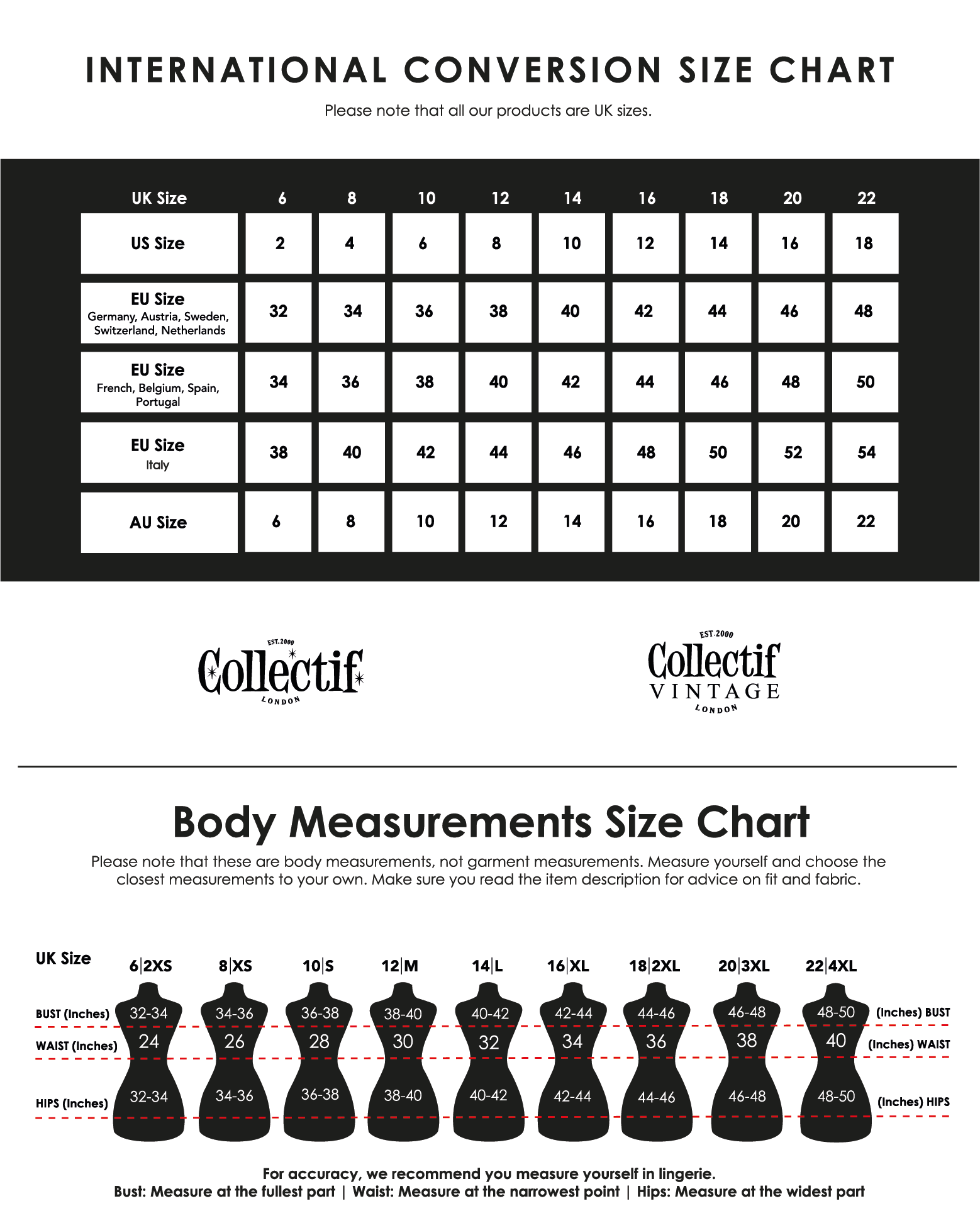 Demonia Size Chart