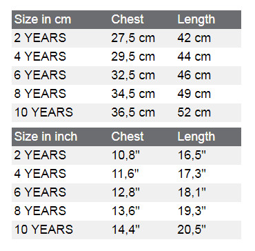 Kids Cloth Size Chart