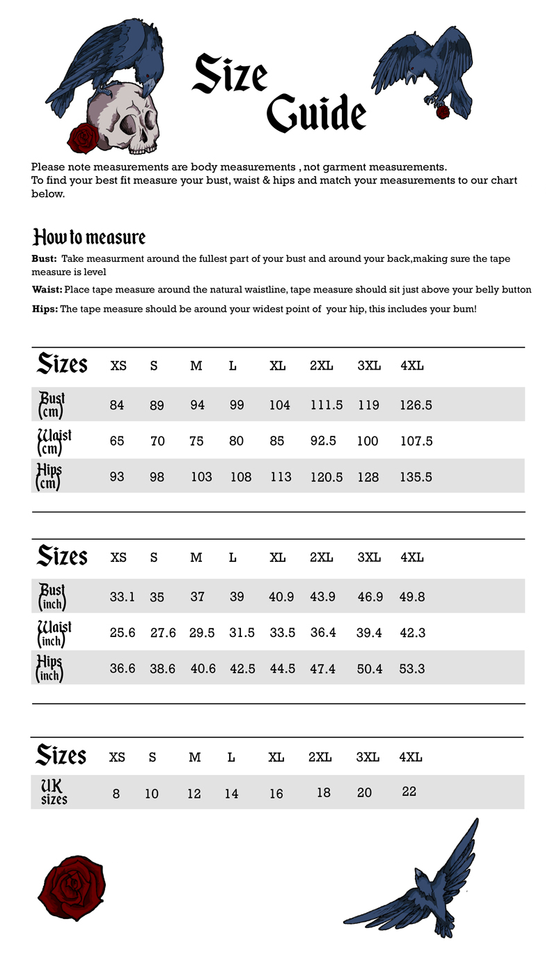 Spin Doctor Clothing Size Chart