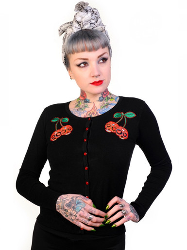 Banned Cherry Skulls Cardigan - Small, Medium, 3XL and 4XL