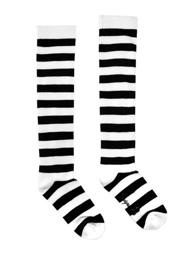 Sourpuss Black & White Stripes Knee Socks - Suicide Glam Australia