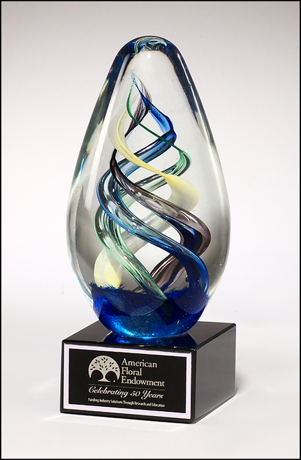 Art Glass Egg-Shaped Swirl Award