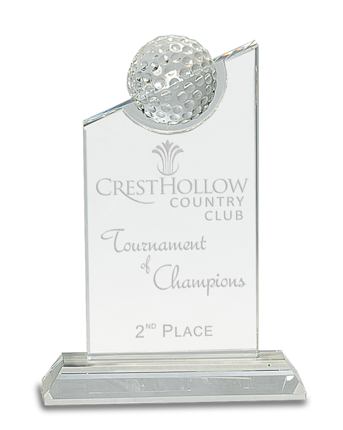 Clear Crystal with Inset Crystal Golf Ball on Clear Base