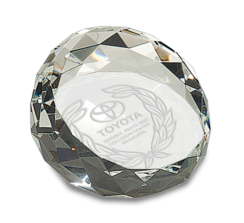 Clear Round Crystal Facet Paperweight - JCRY66