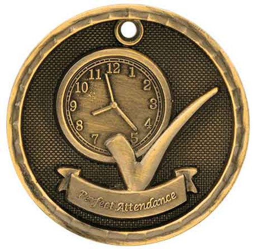 Perfect Attendance 3D Medal