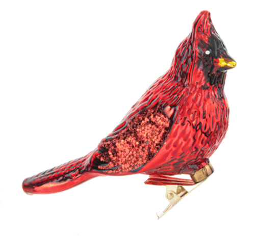 Glass Cardinal Clip-on Ornament