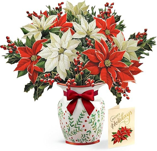 Pop-Up Poinsettias Bouquet with Gift Card and Envelope