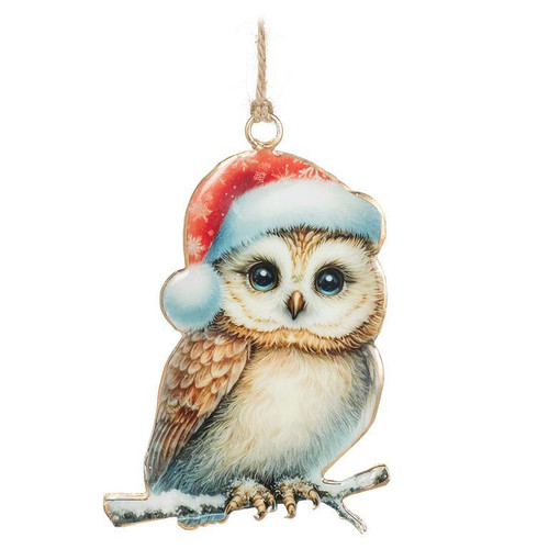 Metal Owl in Hat Ornament