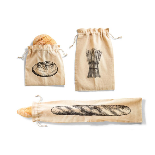 Set of Three Assorted Cotton Bread Bags