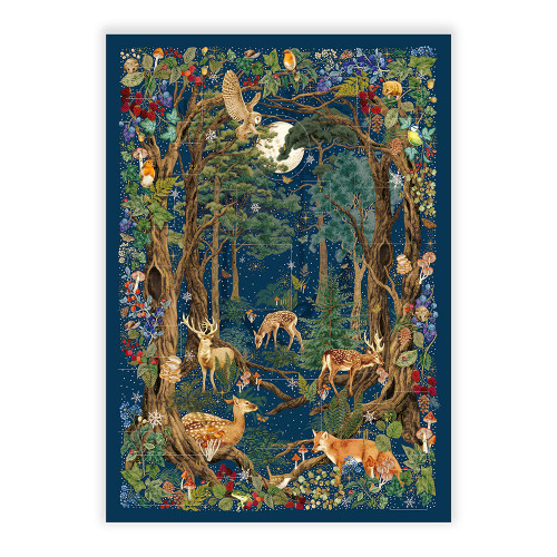Forest Scene Advent Calendar with Gold Foil Embellishments