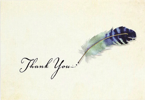 Elegant Thank You Note Set with Watercolor Quill