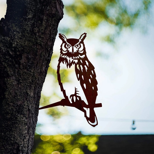 Great Horned Owl Metal Tree Ornament