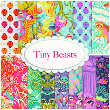 Tiny Beasts is another amazing collection by Tula Pink for Free Spirit Fabrics that features some of her stunning designs such as rainbow lady bugs, raccoons, deer, damask bear faces, and more! You'll have fun looking through these fabrics and finding all of the hidden details. 100% Cotton. This set contains 42 strips, each measuring approximately 2 1/2" x 44".