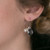 Silver Button with Pearl Earrings