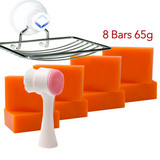 8 Bars of Kojie San Skin Lightening Kojic Acid Soap 65g ,Leafa Soap Net, Soap Dish and Brush