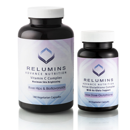 Relumins Advanced Nutrition Active 6X Glutathione Complex & Vitamin C MAX Capsules - Vegan, Vegetarian and Halal Certified