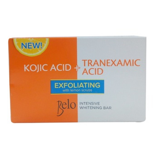 NEW Belo Intensive Kojic & Tranexamic Acid Whitening and Exfoliating Soap - 65g - With Lemon Scrubs