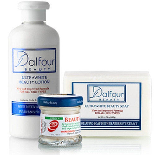 Dalfour Beauty Excel Face &Body Whitening  Set -  Body Lotion, Gold Seal EXCEL+ Whitening Cream & Soap