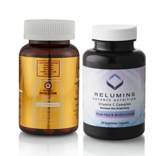 NEW Tatio Active Gold Glutathione 1800mg and Relumins Vitamin C 60 Capsules!! 