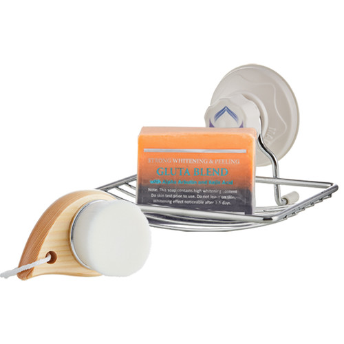 Premium Maximum Whitening/Peeling Soap, Wooden Facial Cleansing Brush and Stainless Steel Soap Dish Set