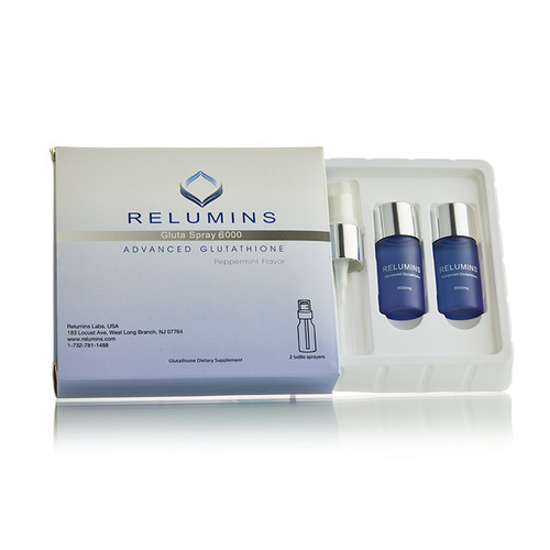 New! Relumins Oral Glutathione Spray  Vials - New Advanced Formula 6000mg  Plus Zinc - Professional Skin Whitening & Brightening and Immune Support!