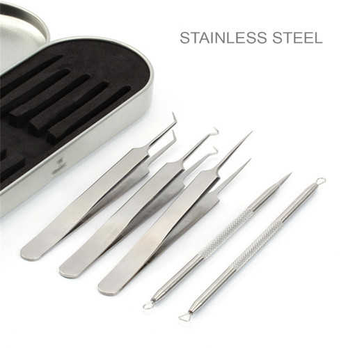 Relumins Pro Clear 5 piece Blemish, Pimple Comedone Extractor Tool Best Blemish Removal Kit - Treatment for Blemish, Whitehead Popping, Zit Removing for Risk Free Nose Face Skin with Metal Case