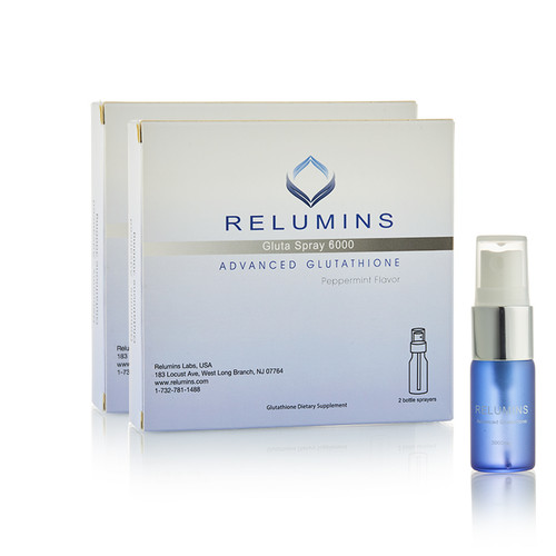 New! Relumins Oral Glutathione Spray  Vials 2 pack - New Advanced Formula 6000mg  Plus Zinc - Professional Skin Whitening  and Immune Support