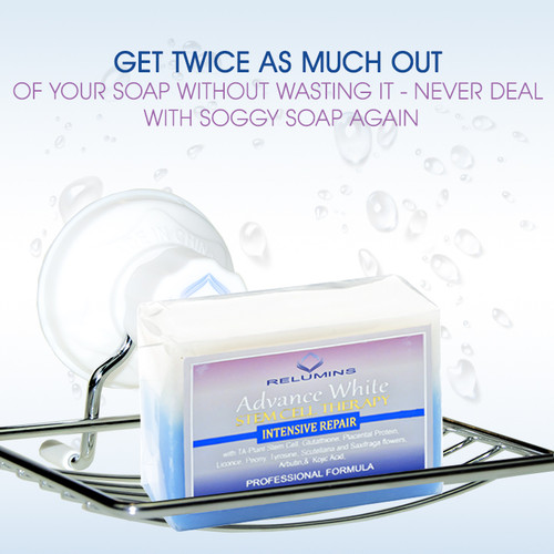 Relumins Advance Whitening Soap and Stainless Steel Soap Dish Set