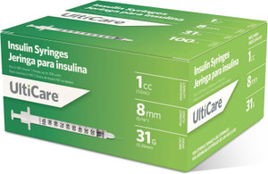 UltiCare U-100 Insulin Syringes, 31G x 5/16", 1cc – 100 Count UltiCare U-100 Insulin Syringes, 31G x 5/16", 1cc – 100 Count