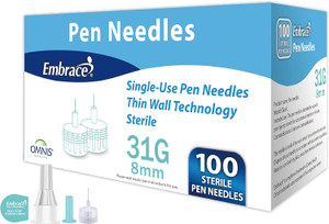 Embrace® Insulin Pen Needles – 31G x 8mm (5/16"), 100 Count Embrace® Insulin Pen Needles – 31G x 8mm (5/16"), 100 Count
