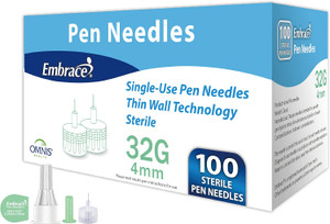 Embrace® Insulin Pen Needles – 32G x 4mm (5/32"), 100 Count Embrace® Insulin Pen Needles – 32G x 4mm (5/32"), 100 Count