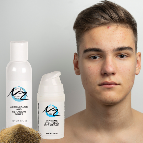 Face & Body Acne Ritual

Clearer-looking skin starts with a simple daily routine.

Breakouts don't just happen on the face. Shoulders, chest, and back can all be affected by excess oil, clogged pores, and irritation. Our Teen Face & Body Acne Ritual combines botanical ingredients inspired by Chinese medicine to gently cleanse, balance, and calm blemish-prone skin while supporting a healthier-looking complexion. Perfect for teens and adults with blemish-prone skin.

Designed for daily use, this complete routine helps keep skin feeling fresh, clean, and comfortable while targeting occasional breakouts wherever they appear.
This Kit Includes

    Pumpkin & Green Tea Cleanser
    Astragalus & Geranium Toner
    Wakame Stem Cell Cream
    Herbal Spot Treatment Powder

Benefits

    Helps reduce the appearance of blemishes and occasional breakouts
    Helps calm the look of redness and irritation
    Supports clearer, healthier-looking skin
    Helps improve the appearance of uneven skin tone and post-blemish marks
    Gently hydrates without feeling heavy
    Suitable for blemishes on the face, chest, shoulders, and back

How to Use

Step 1 – Cleanse
Wash the affected area with Pumpkin & Green Tea Cleanser.

Step 2 – Tone
Apply Astragalus & Geranium Toner using a cotton pad or gauze to help remove any remaining impurities and prepare the skin.

Step 3 – Spot Treatment
Mix a small amount of the Herbal Powder with a dab of Wakame Stem Cell Cream to create a paste. Apply directly to individual blemishes and leave on overnight.

Use daily for best results.
Why It Works

Our carefully selected botanical ingredients work together to:

    Help balance and clarify blemish-prone skin
    Support healthy skin hydration
    Help improve the appearance of post-blemish discoloration
    Calm and nourish irritated skin
    Encourage a smoother, clearer-looking complexion

At My Zen Skin Care, we combine the traditions of Chinese medicine with thoughtfully selected botanical ingredients and Korean beauty inspiration to create gentle, effective skin care that supports naturally healthy skin through every stage of life.

Every purchase also helps support our community through donations to a local food bank and the Cat Care Society.