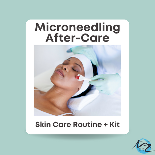 Post-Microneedling Recovery Kit

Gentle support for skin after microneedling.

Following microneedling, your skin needs hydration, nourishment, and a gentle touch. This carefully selected routine helps soothe and comfort the skin while supporting a healthy recovery process.

Your skin may feel warm, tight, or appear pink to red for several days following treatment. This is a normal part of the skin's natural renewal process. During this time, it is important to avoid harsh products and focus on calming, hydrating care.

Great for:
• Post-microneedling care
• Sensitive skin
• Temporary dryness or tightness
• Supporting skin comfort after treatment

This kit includes:
• Astragalus & Geranium Toner
• Your Daily C Elixir
• Edelweiss for Your Eyes
• Wakame Stem Cell Eye Cream
After-Care Protocol

Step 1: Hydrate & Comfort
Gently apply the Astragalus & Geranium Toner using clean hands or a gauze pad. Pat onto the skin—do not rub. This soothing formula helps replenish moisture and support a healthy-looking complexion.

Step 2: Antioxidant Support
Apply Your Daily C Elixir to provide antioxidant support and additional hydration.

Step 3: Care for Delicate Areas
Apply a small amount of Edelweiss for Your Eyes around the eyes and around the lips, gently patting into the skin.

Step 4: Seal in Moisture
Finish with Wakame Stem Cell Eye Cream. Despite its name, this rich cream can be applied to the entire face after microneedling to help comfort dry, sensitive skin.
Helpful Tips

• Avoid washing the skin for at least four hours following treatment unless otherwise directed by your practitioner.
• Avoid exfoliants, retinoids, and other potentially irritating products for several days.
• Protect your skin from direct sun exposure.
• If your skin feels unusually dry, a simple moisturizer or facial oil may be used to help lock in moisture.

Use faithfully for the first several days following microneedling to help keep skin comfortable, hydrated, and nourished.

Why My Zen Skin Care?

At My Zen Skin Care, we combine Chinese herbal wisdom, botanical ingredients, and modern skin care science to create products that support healthy, beautiful skin throughout every stage of life. Our products are made with naturally derived, ethically sourced, cruelty-free ingredients chosen for their nourishing and antioxidant-rich properties.

Our Promise

    Cruelty-free
    Paraben-free
    Phthalate-free
    Made with botanical ingredients
    Inspired by Chinese herbal wisdom and modern skin care science
    We are also proud to support our community by donating a portion of our proceeds to a local food bank and the Cat Care Society.